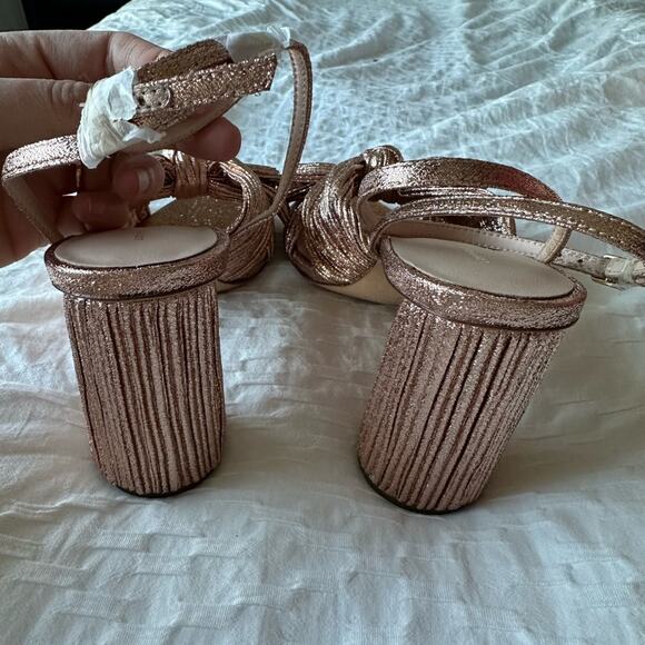 LOEFFLER RANDALL Camellia Dark Rose Gold Pleated Knot Bow Sandal NIB Size 10 - Picture 11 of 14